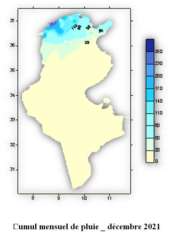 Bulletin Climatologique Mensuel Décembre 2021 en Tunisie